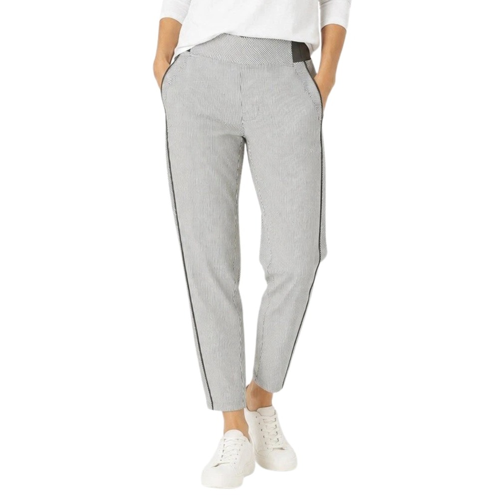 Athleta Pants Womens 20 Gray White Brooklyn Textured Ankle Striped Tapered Leg